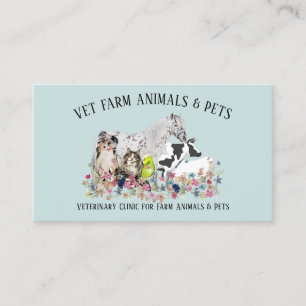 Tarjeta De Visita Caballo Verde Vaca Oveja Perro Gato Pájaro Mascota