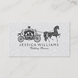 Tarjeta De Visita Caballo y carro Boda blanco y negro