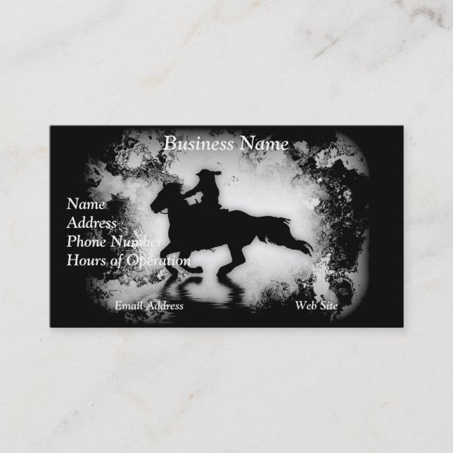 Tarjeta De Visita Caballo y jinete galopante de estilo occidental (Anverso)