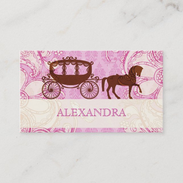 Tarjeta De Visita Caballo y transporte boda - Personalizado Texto (Anverso)