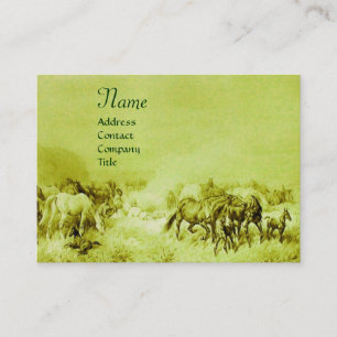 Tarjeta De Visita CABALLOS COSECHANDO verde