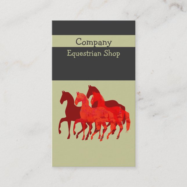 Tarjeta De Visita Caballos de encargo   fáciles artísticos de la (Anverso)
