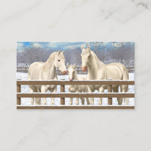 Tarjeta De Visita Caballos del Cuartel Blanco En Nieve