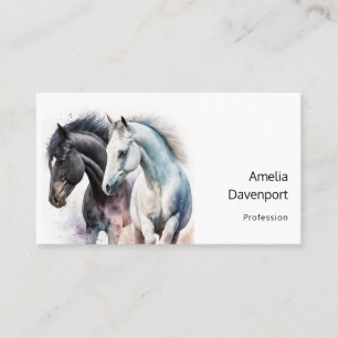 Tarjeta De Visita Caballos hermosos en acuarela