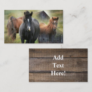 Tarjeta De Visita Caballos hermosos y una carta de negocios rústica