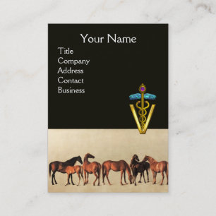 TARJETA DE VISITA CABALLOS/MARES Y FOALES CADUCEUS VETERINARIO SÍMBO