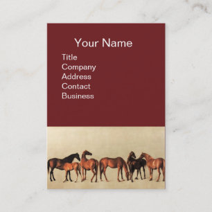 Tarjeta De Visita CABALLOS/MARES Y FOALES Marrón