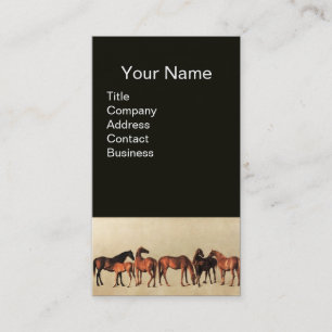 Tarjeta De Visita CABALLOS/MARES Y FOALES Negro