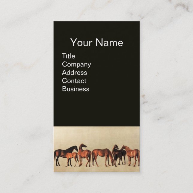 Tarjeta De Visita CABALLOS/MARES Y FOALES Negro (Anverso)