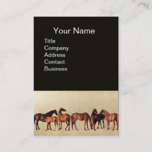 Tarjeta De Visita CABALLOS/MARES Y FOALES Negro
