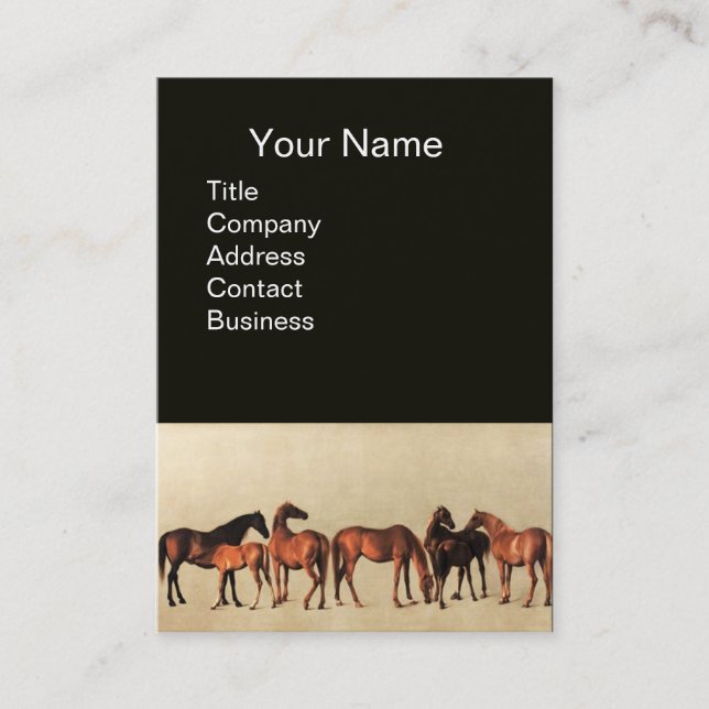 Tarjeta De Visita CABALLOS/MARES Y FOALES Negro (Anverso)