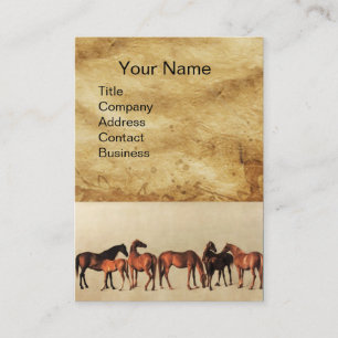 Tarjeta De Visita CABALLOS/MARES Y FOALES Pergamino marrón