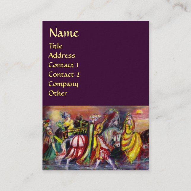 Tarjeta De Visita CABALLOS, MÚSICA EN LA NOCHE Fantasía Púrpura (Anverso)