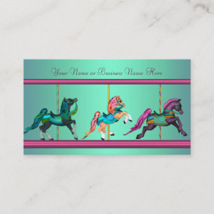 Tarjeta De Visita Caballos pintados de azul turquesa, púrpura y carr
