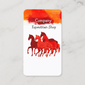 Tarjeta De Visita Caballos que corren color artístico de la acuarela
