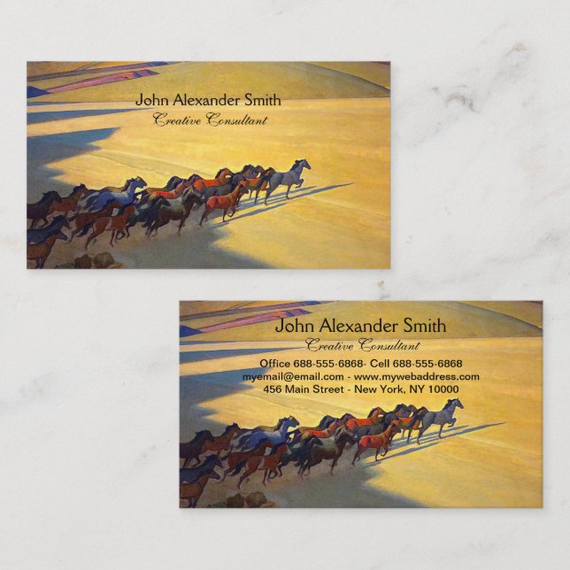 Tarjeta De Visita Caballos salvajes de Nevada por Maynard Dixon (Anverso / Reverso)