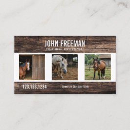 Tarjeta De Visita Caballos únicos de madera marrón foto ecuestre