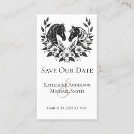 Tarjeta De Visita Caballos y flores de bodas rurales