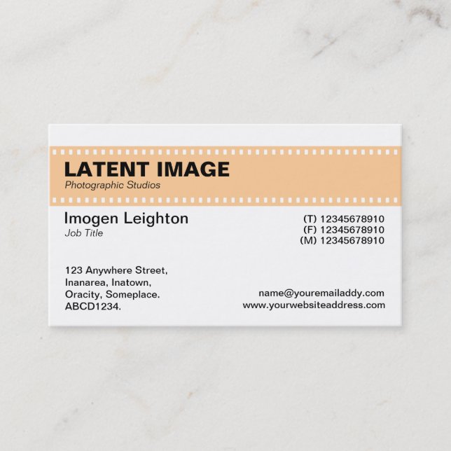 Tarjeta De Visita Cabecera de tira de película - Arena y blanco (Anverso)