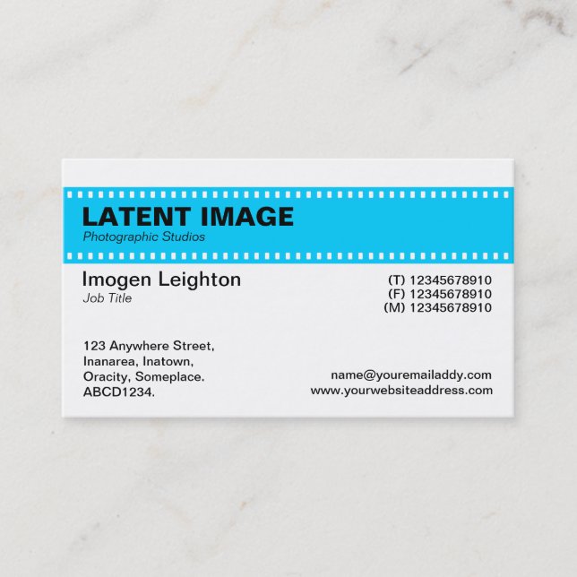 Tarjeta De Visita Cabecera de tira de película - Azul cielo y blanco (Anverso)