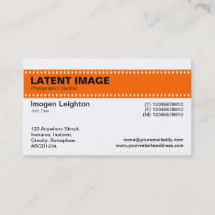 Tarjeta De Visita Cabecera de tira de película - Naranja y blanco