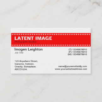 Tarjeta De Visita Cabecera de tira de película - Rojo y Blanco