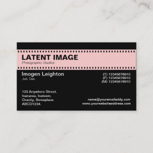 Tarjeta De Visita Cabecera de tira de película - rosa y negro descol