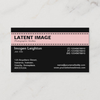 Tarjeta De Visita Cabecera de tira de película - rosa y negro descol