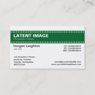 Tarjeta De Visita Cabecera de tira de película - Verde y blanco del
