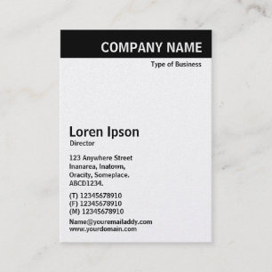 Tarjeta De Visita Cabecera vertical - Negro con blanco (tarjeta dora
