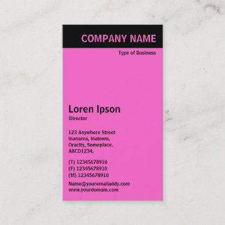 Tarjeta De Visita Cabecera vertical - Negro con Flitro Rosa 66CC