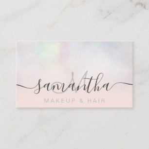 Tarjeta De Visita Cabello de maquillaje negro oscuro de perlas moder