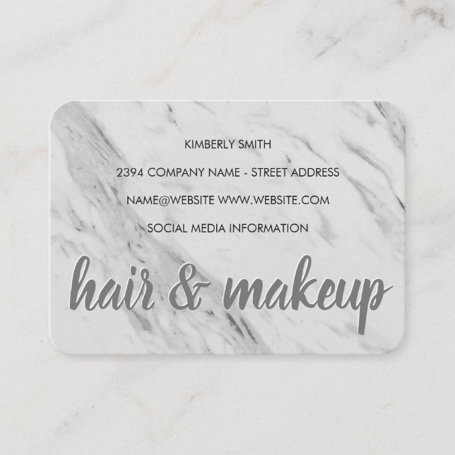 Tarjeta De Visita Cabello de Mármol y maquillaje (Anverso)