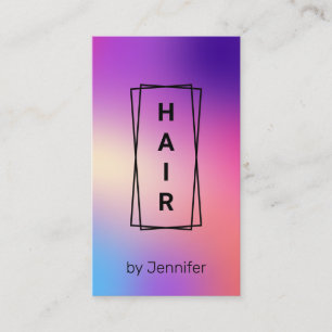 Tarjeta De Visita Cabello holográfico moderno y elegante en gradien