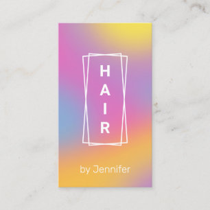 Tarjeta De Visita Cabello holográfico moderno y elegante en gradien