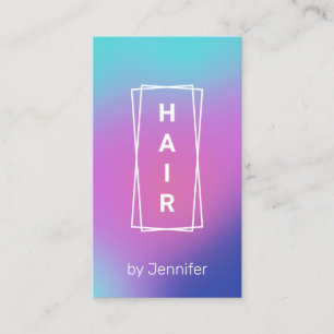Tarjeta De Visita Cabello holográfico moderno y elegante en gradien