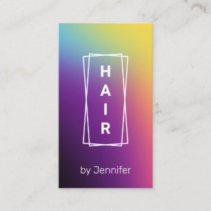 Tarjeta De Visita Cabello holográfico moderno y elegante en gradient