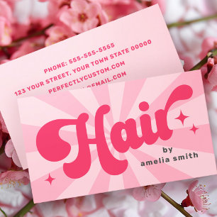 Tarjeta De Visita Cabello por nombre retro rosa o cualquier color de