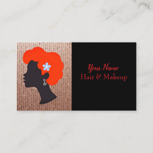 Tarjeta De Visita Cabello Rojo Corto Y Belleza Dorada