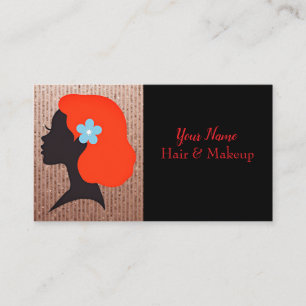 Tarjeta De Visita Cabello Rojo Y Belleza Dorada