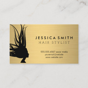 Tarjeta De Visita Cabello Salvaje Dorado Metálico Cepillado