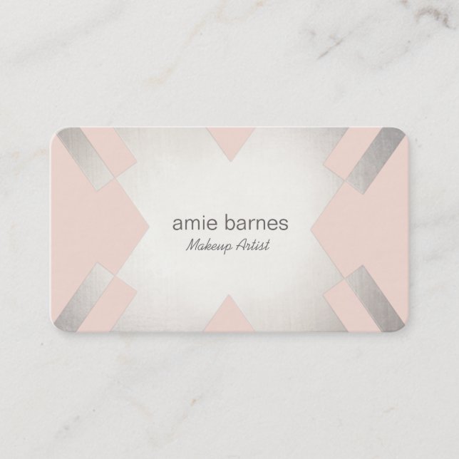 Tarjeta De Visita Cabello y maquillaje rosados plateados (Anverso)