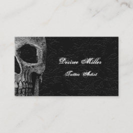 Tarjeta De Visita Cabeza de cráneo gótica artista de tatuaje floral 