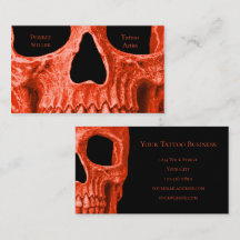 Cabeza de cráneo Gótica Neon Naranja Tatuaje Negro