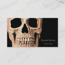 Tarjeta De Visita Cabeza de cráneo Gótica Tan Brown Tatuaje Negro