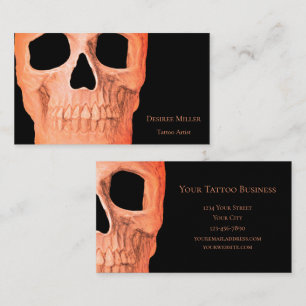 Tarjeta De Visita Cabeza de cráneo Pastel gótico Naranja Tatuaje n