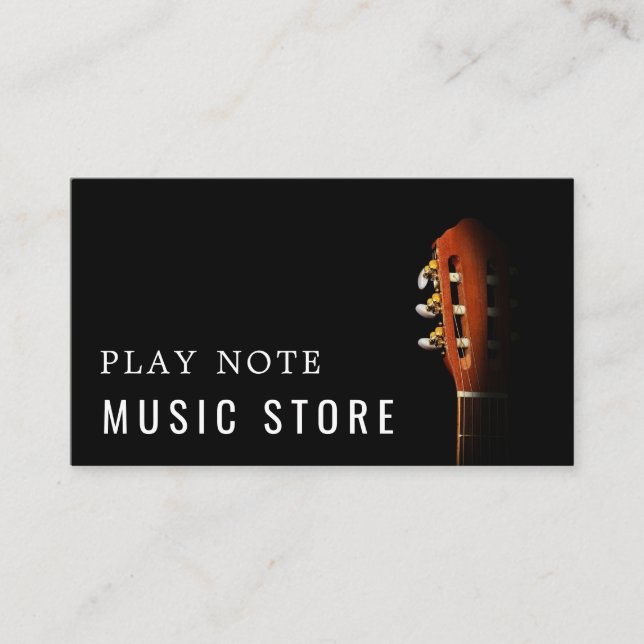 Tarjeta De Visita Cabeza de guitarra, almacén de instrumentos musica (Anverso)