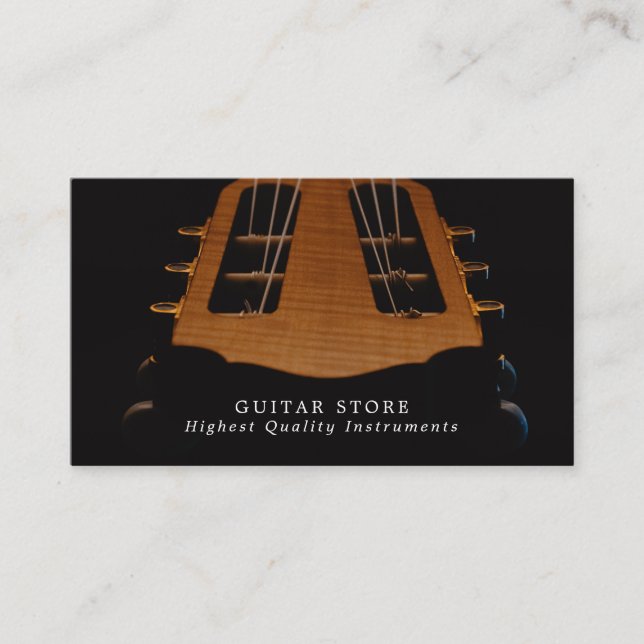 Tarjeta De Visita Cabeza de guitarra, almacén de instrumentos musica (Anverso)