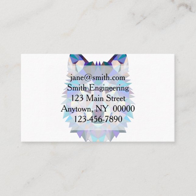 Tarjeta De Visita Cabeza de lobo geométrico poligonal (Anverso)