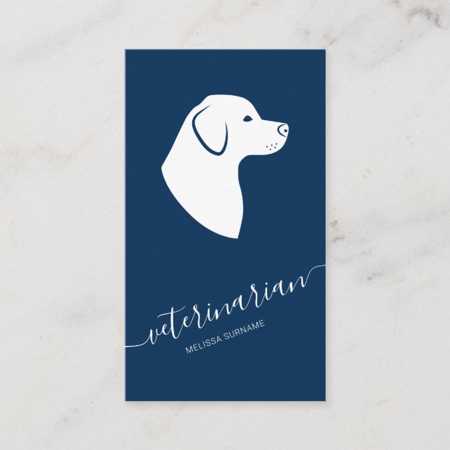 Tarjeta De Visita Cabeza de perro de Labrador Azul Veterinario Minim (Anverso)